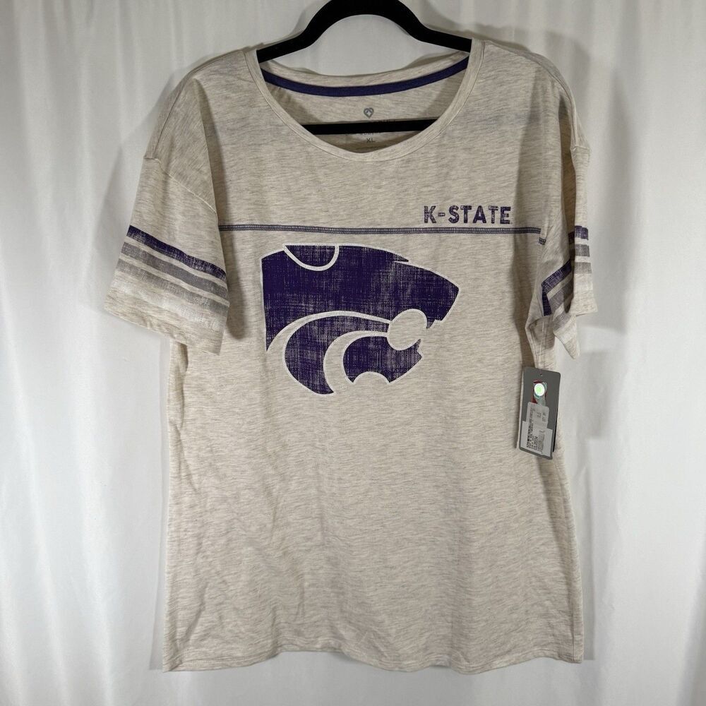 New KState Wildcats Shirt Women's XL Colosseum Beige Round Neck Short Sleeve